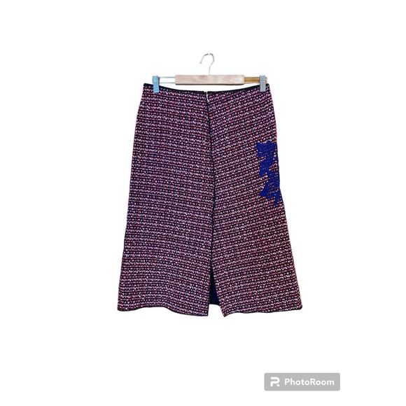 Marc Jacobs Runway Wool Floral Applique A-Line Wool Skirt 2 Red - Picture 3 of 16